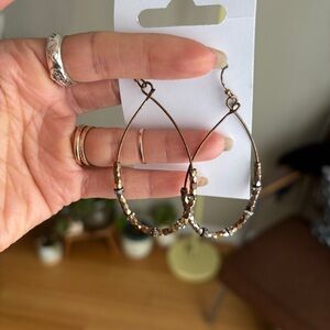 Handmade boho bronze dangle bead earrings